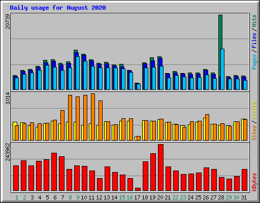 Daily usage for August 2020