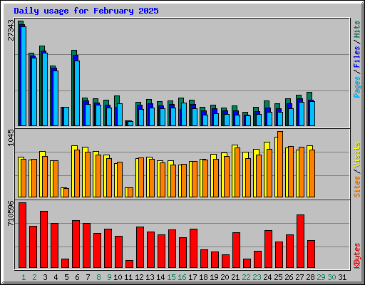 Daily usage for February 2025