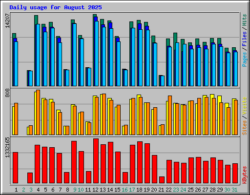 Daily usage for August 2025